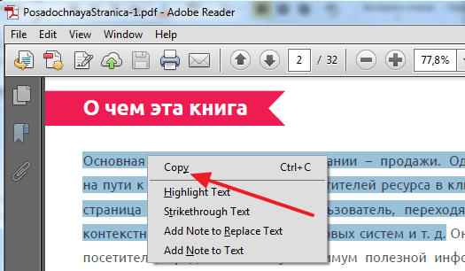 Копируем текст из PDF файла в Word стандартным способом