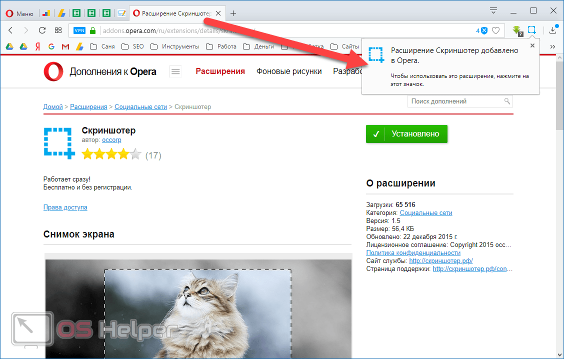 Расширение в Опера установлено